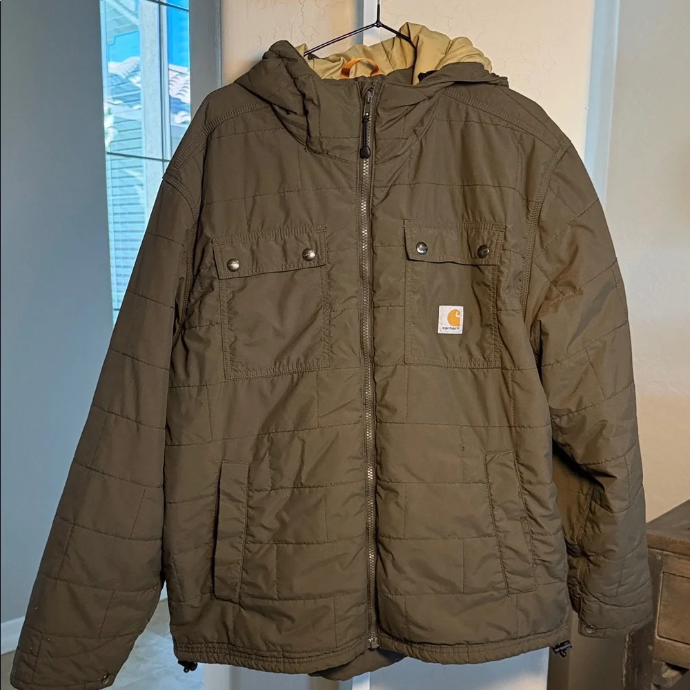 Carhartt Men's Dark Green Hooded Puffer Jacket